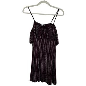 American Eagle Polka Dot Off Shoulder Dress Burgundy Size 4